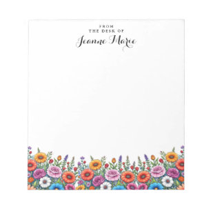 Bloc-note Fleurs d'aquarelle rouge rose jaune personnalisées