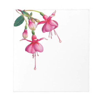 Bloc-note Fleurs de coeur à sang rose feuille