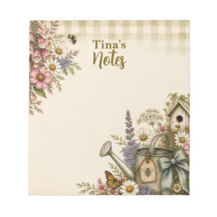 Bloc-note Fleurs de jardin de cottage vintage personnalisées