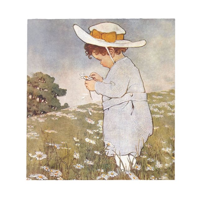 Bloc-note Fleurs de marguerites de cueillette d'enfants anti (Devant)