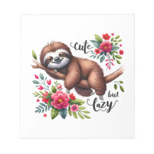 Bloc-note Fleurs de paresseux mignon