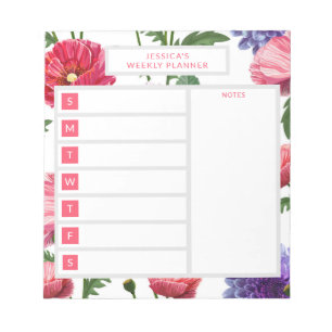Bloc-note Fleurs de pays élégantes Nom personnalisé