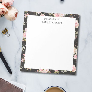 Bloc-note Fleurs de rose rose aquarelle motif floral