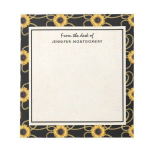 Bloc-note Fleurs de soleil jaunes élégantes Motif élégant su