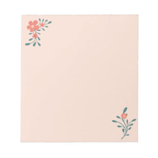 Bloc-note Fleurs de teint rosé botanique sarcelle