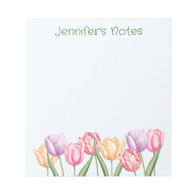 Bloc-note Fleurs de tulipes aquarelles colorées avec texte p (Devant)