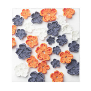 Bloc-note Fleurs en tissu cousu à la main printemps orange b
