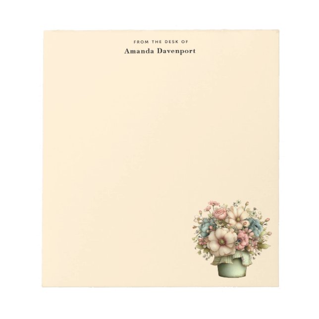 Bloc-note Fleurs Fantaisistes dans un Pot de Fleurs Mignon (Devant)