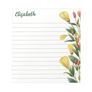 Bloc-note Fleurs Jaunes Soirée Primrose Linked Votre Nom