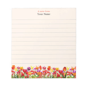 Bloc-note Fleurs multicolores sur lin beige clair