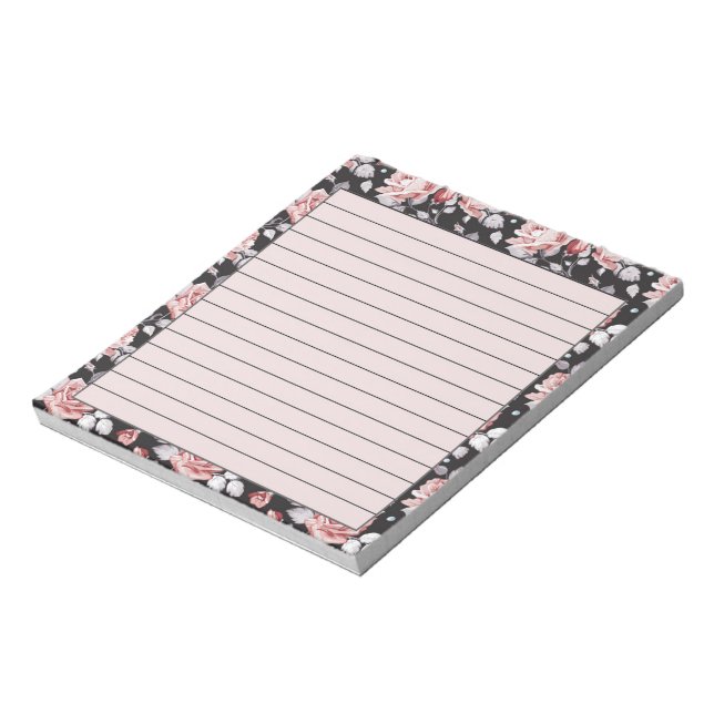 Bloc-note Fleurs rose et noir (Tourné)