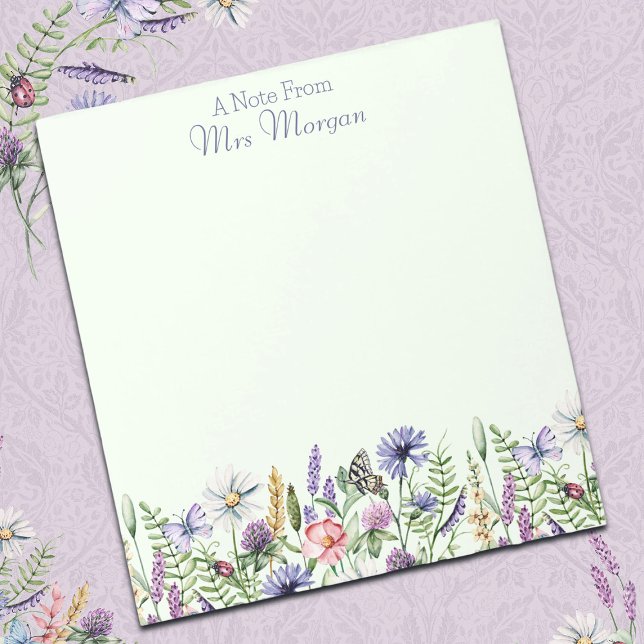 Bloc-note Fleurs sauvages aquarelle, Note de l'enseignant. (Créateur téléchargé)