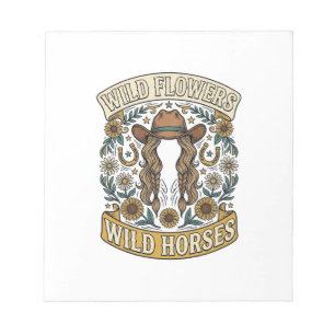 Bloc-note Fleurs sauvages Chevaux sauvages Floral occidental