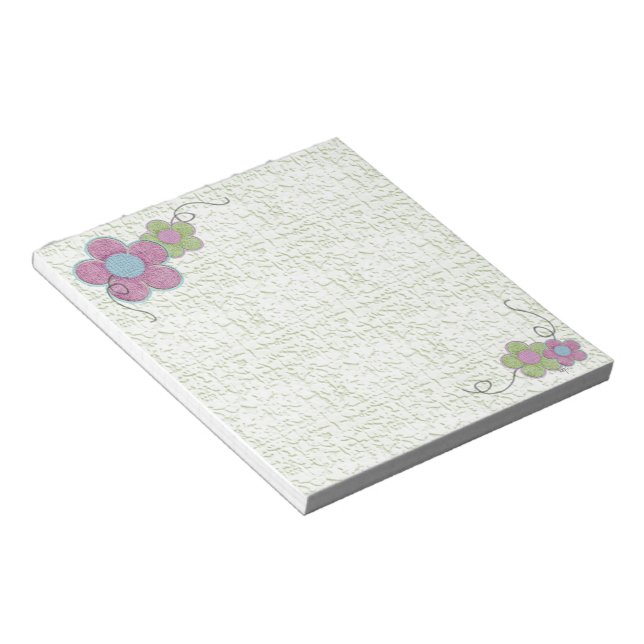 Bloc-note Fleurs texturées (vert/rose) (Incliné)