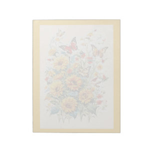 Bloc-note Fleurs Vintage Tournesol & Papillons