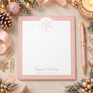 Bloc-note Flocon de neige fantaisie rose personnalisé pour l