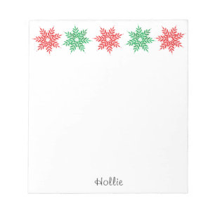 Bloc-note Flocons de neige à l'aquarelle rouge et vert