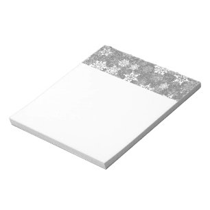 Bloc-note Flocons de neige blancs Luxueux Gris Élégant Noël