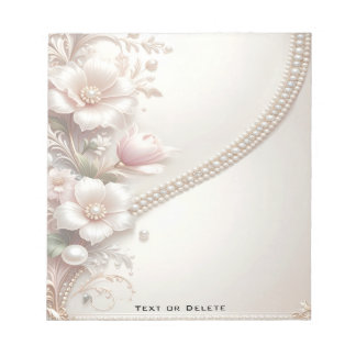 Bloc-note Floral and Pearl Embellishments Notepad