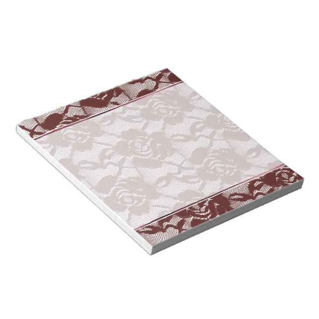Bloc-note Floral de dentelle rouge de Bourgogne (Incliné)