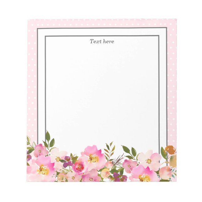 Bloc-note Floral Monogramme initial, fleur aquarelle (Devant)