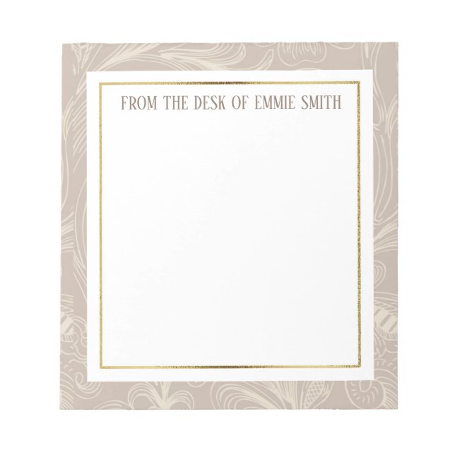 Bloc-note Flore et or Brown doux personnalisé (Devant)