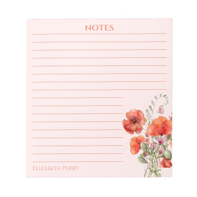 Bloc-note Flore Fleur sauvage de printemps Personnalisé (Devant)