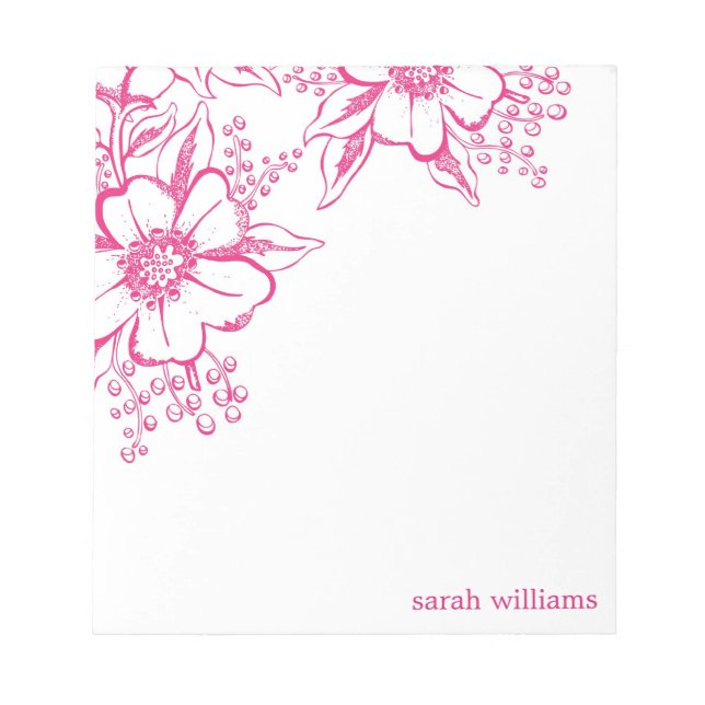 Bloc-note Flore style Letterpress rose Élégant (Devant)