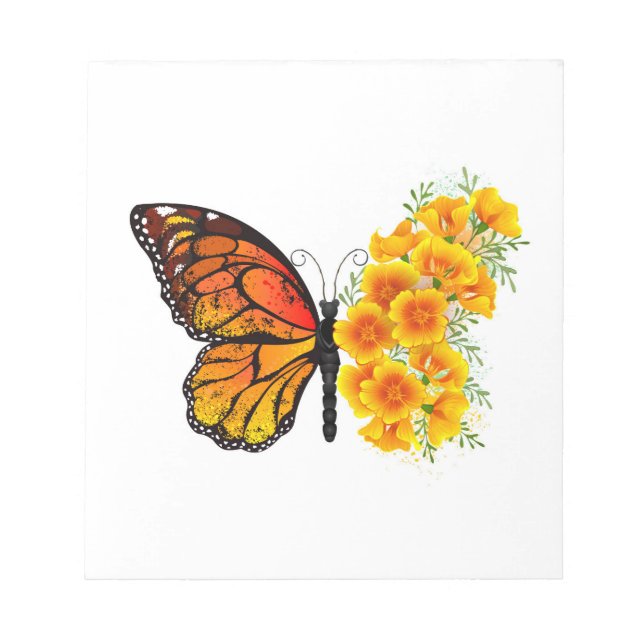 Bloc-note Flower Butterfly with Yellow California Poppy (Devant)