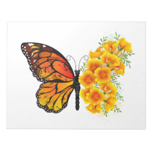 Bloc-note Flower Butterfly with Yellow California Poppy