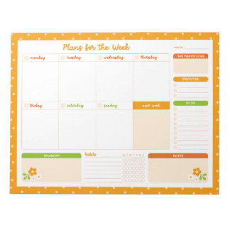Bloc-note Flower Polka Dots Weekly Monday Start Planner
