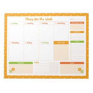 Bloc-note Flower Polka Dots Weekly Sunday Start Planner