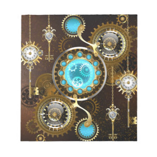 Bloc-note Fond rouillé Steampunk avec verres turquoise