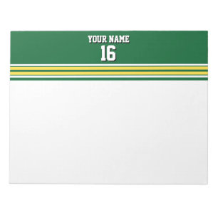 Bloc-note Forest Green with Yellow White Stripes