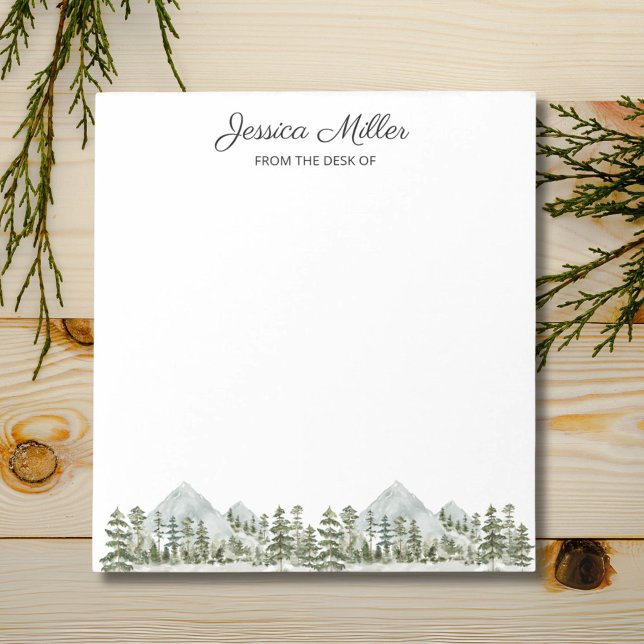 Bloc-note Forêt aquarelle personnalisée de la part de (Close up)