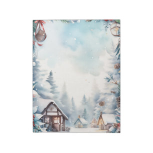 Bloc-note Forêt de montagne Snowly Log Cabines Noël