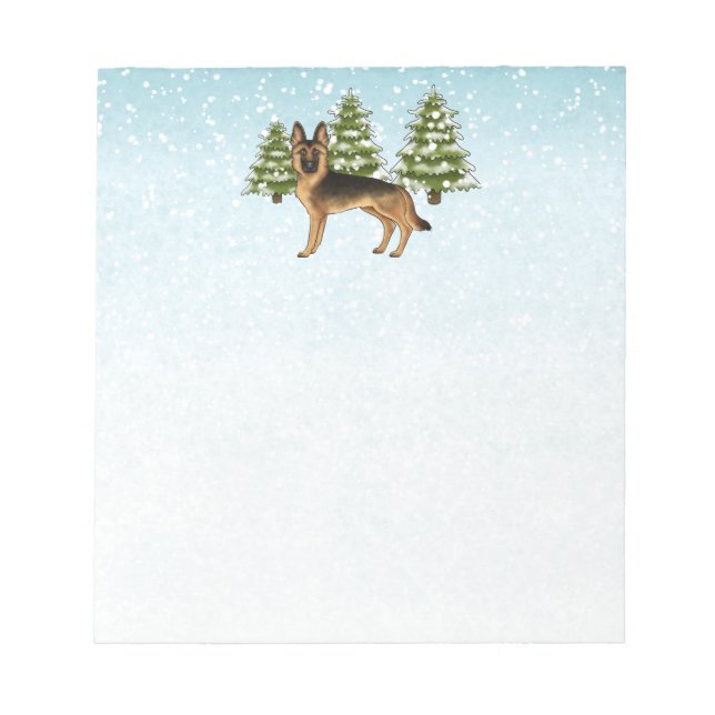 Bloc-note Forêt D'Hiver De Chien Noir Et Tan Allemand (Devant)