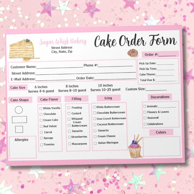 Bloc-note Formulaire de commande de pâtisserie pour gâteaux  (Créateur téléchargé)