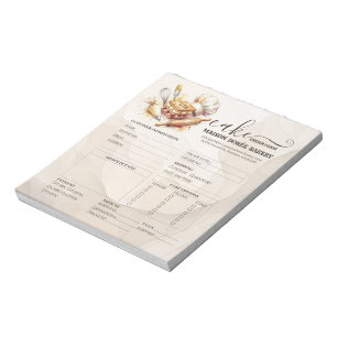 Bloc-note Formulaire de commande de pâtissier de boulangerie