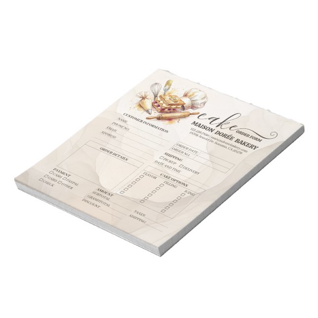Bloc-note Formulaire de commande de pâtissier de boulangerie (Tourné)