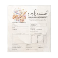 Formulaire de commande de pâtissier de boulangerie