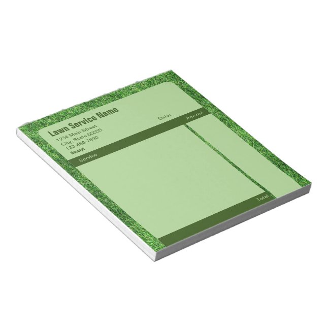Bloc-note Formulaire de réception de vente d'entreprise vert (Incliné)