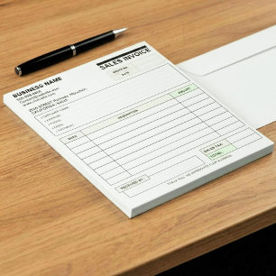 Bloc-note Formulaires de facture de vente personnalisés pour
