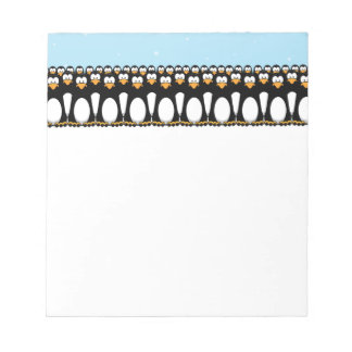 Bloc-note Foule de pingouins de dessin drôle sur la neige