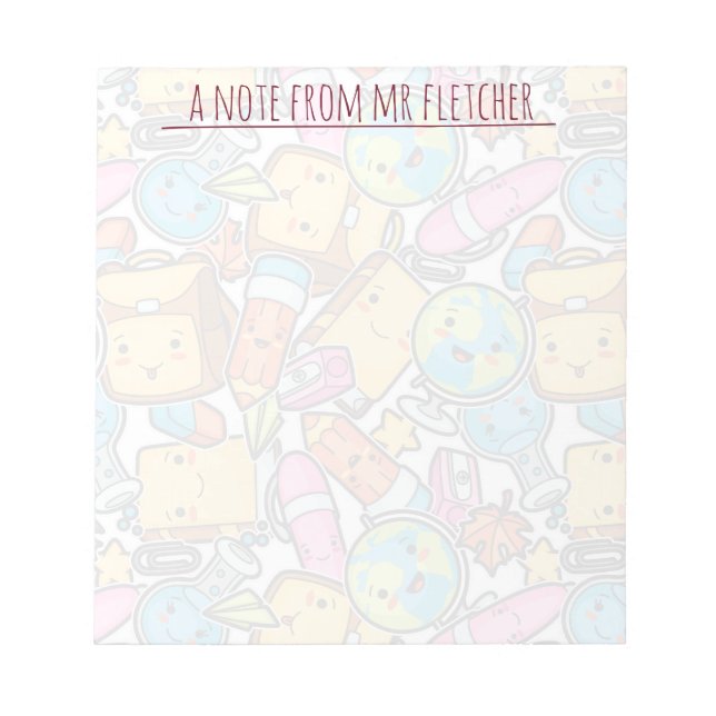 Bloc-note Fournitures scolaires personnalisées Motif (Devant)