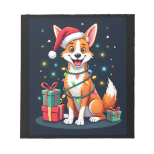 Bloc-note Fox Terrier Éclairage de Noël Père Noël Fox Terrie