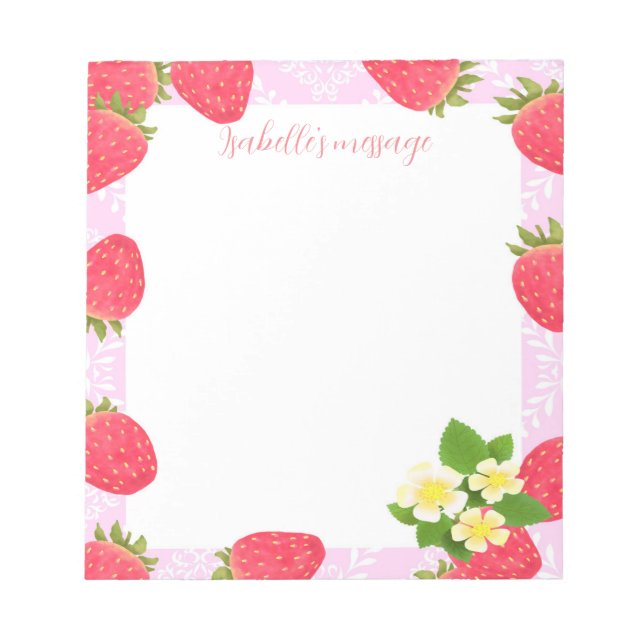 Bloc-note Fraise blanche rose (Devant)