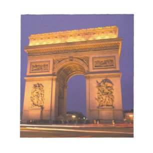 Bloc-note France, Paris, Arc de Triomphe au crépuscule.
