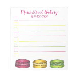Bloc-note French Bakery Macaron Cookies Pastry Personalized
