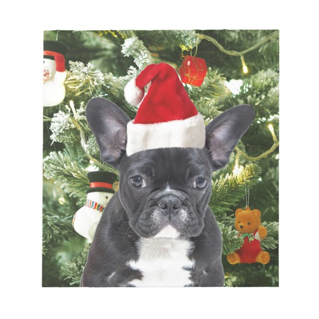 Bloc-note French Bulldog Arbre de Noël Ornements Snowman (Devant)